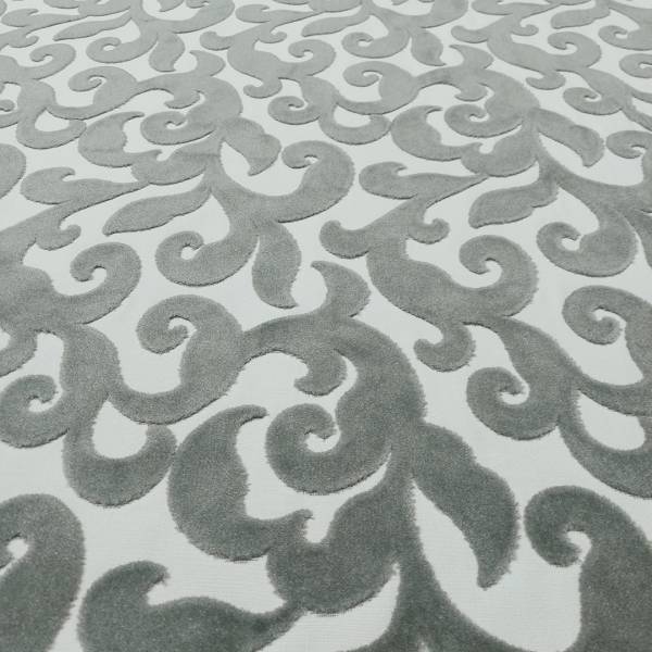 Prezioso tessuto damascato - bianco/grigio - Alt.145 cm - immagine 2