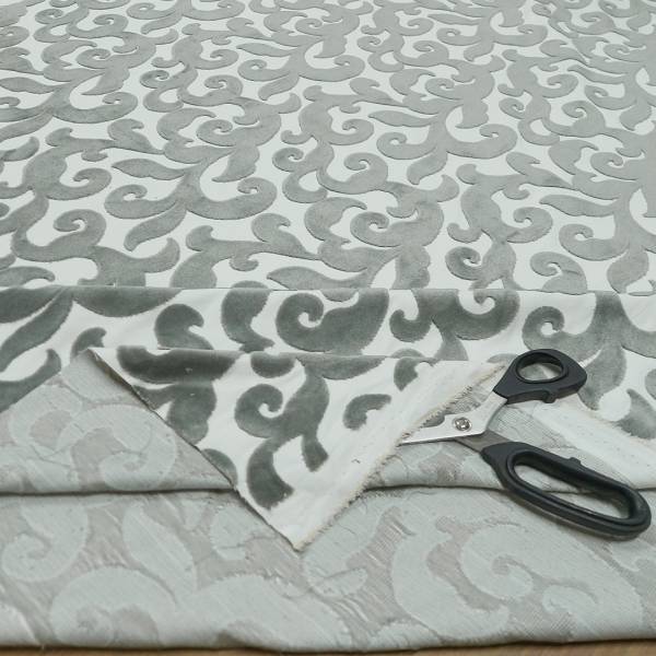 Prezioso tessuto damascato - bianco/grigio - Alt.145 cm - immagine 3