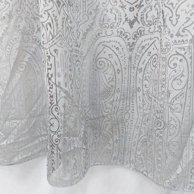 Tessuto raffinato per tende in organza colore grigio e rosa tenue 1