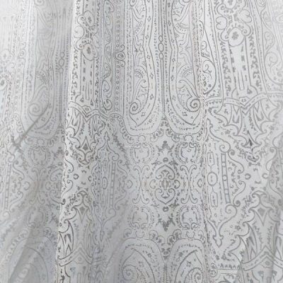 Tessuto raffinato per tende in organza colore grigio e rosa tenue 4