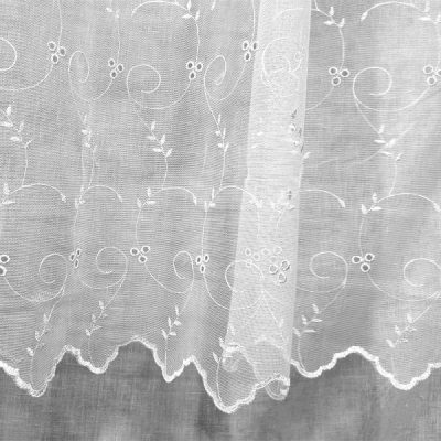 Tessuto per tende raffinato in tulle bianco ricamato 3