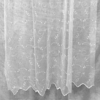 Tessuto per tende raffinato in tulle bianco ricamato 2