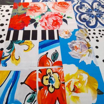 raso di seta made in italy fantasia floreale effetto collage 1