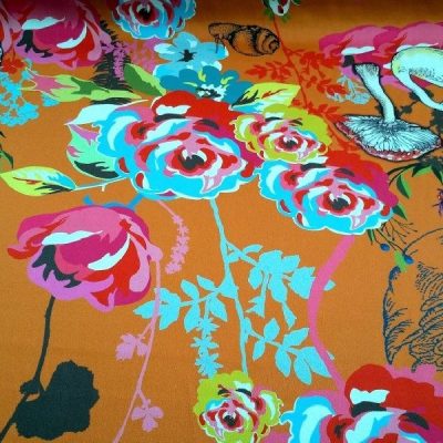 Raso fantasia fiori e cigni 2