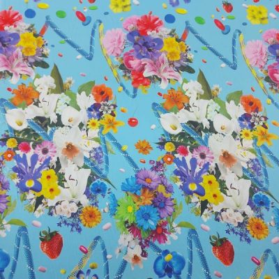 Scampolo in raso di seta elasticizzata floreale alta moda 9