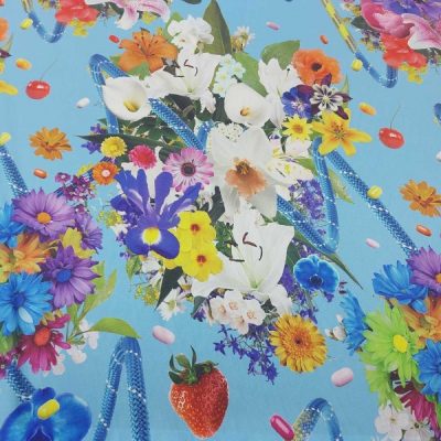 Scampolo in raso di seta elasticizzata floreale alta moda 8