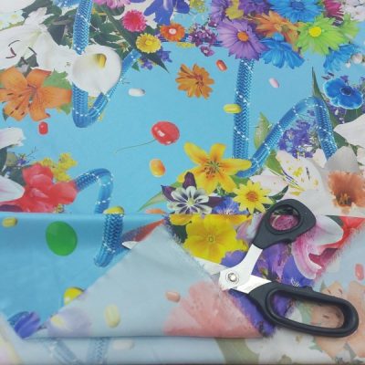 Scampolo in raso di seta elasticizzata floreale alta moda 6