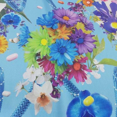 Scampolo in raso di seta elasticizzata floreale alta moda 5