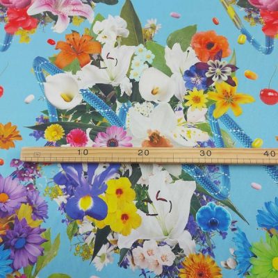 Scampolo in raso di seta elasticizzata floreale alta moda 4