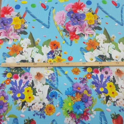 Scampolo in raso di seta elasticizzata floreale alta moda 3