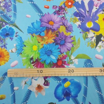 Scampolo in raso di seta elasticizzata floreale alta moda 2