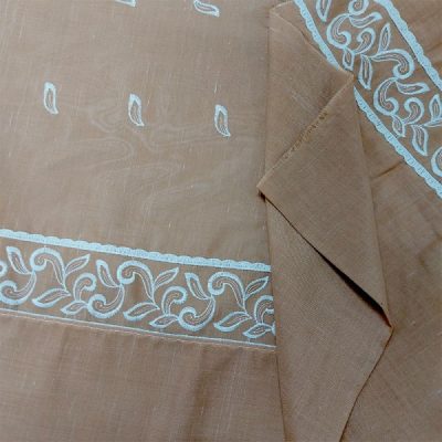 Tenda effetto shantung con ricami rosa salmone 3