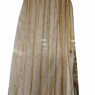 Tessuto per tenda ricamata in organza &ldquo;Terra di Siena&rdquo; 1