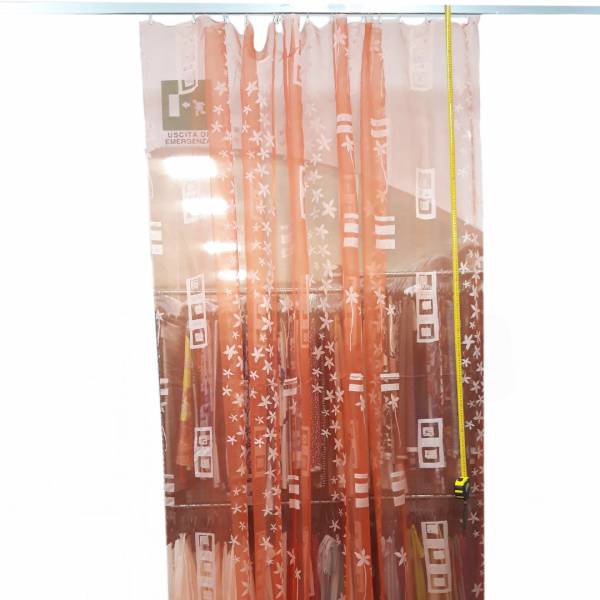 Tessuto per tende di colore arancione con fiori bianchi - Alt.300 cm - immagine 4