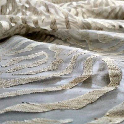 Tessuto per tende effetto devor&egrave; fantasia astratta - panna Alt.300