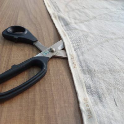 Tendaggio misto lino stropicciato stile astratto rustico &eacute;cru 1