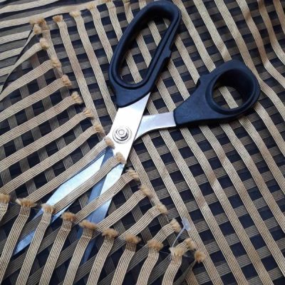 Tessuto per tende moderno in organza a righe oro e nero 5