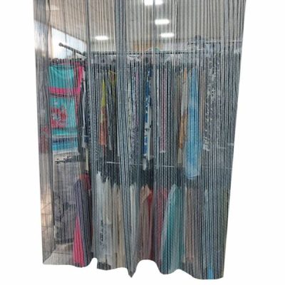 Tessuto per tende moderno righe azzurre in organza 2