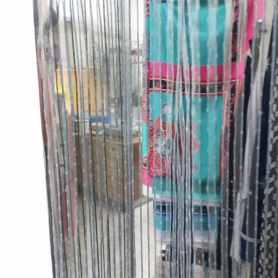 Tessuto per tende moderno righe azzurre in organza 1