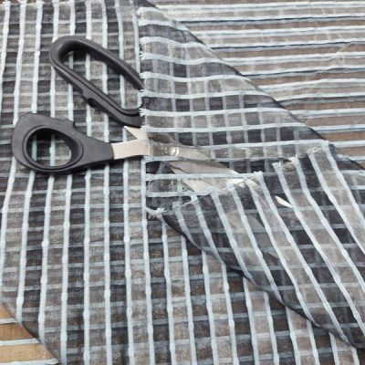 Tessuto per tende moderno righe azzurre in organza 4