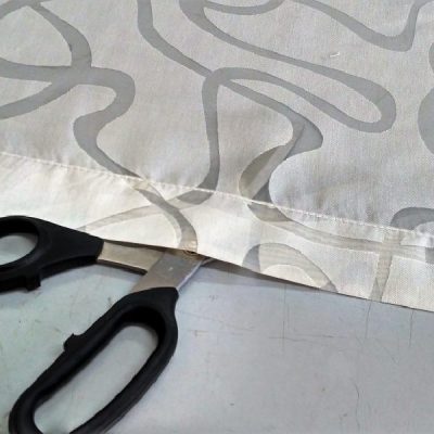 Tessuto per tende a vetro moderno con ghirigori devorè bianco/nero forbice trasparenza