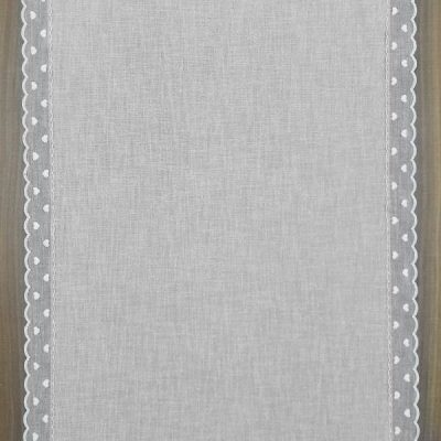 Tessuto per tende a vetro con orli ricamati cuore shabby 1