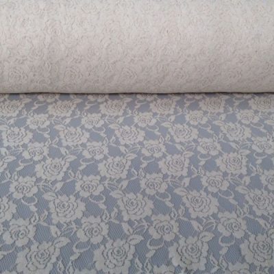 Pizzo ricamato motivo floreale beige bianco 3