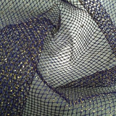 Tessuto a rete per abiti e decori al metro blu navy dettaglio