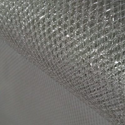 Tessuto a rete per abiti e decori argento al metro dettaglio 1