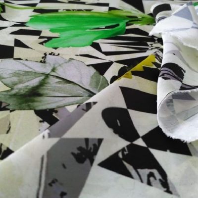 Tessuto abbigliamento a fantasia geometrica e floreale 3