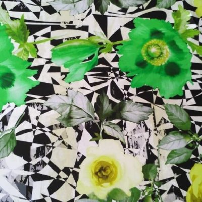 Tessuto abbigliamento a fantasia geometrica e floreale 1