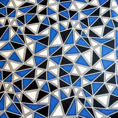Tessuto bielastico Fantasia geometrica triangoli Alt.150cm
