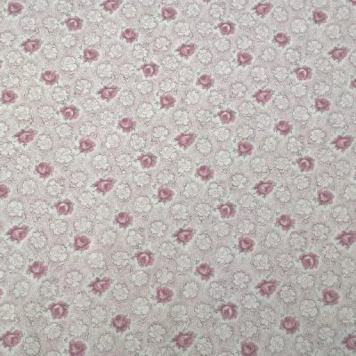 Tessuto per abiti in flanella motivo a fiori colorato rosa antico e bianco al metro 5