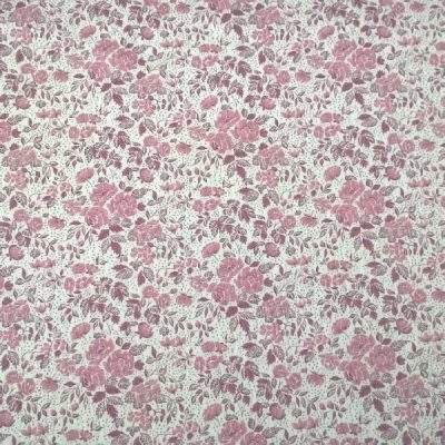 Tessuto per abiti in flanella motivo a fiori colorato rosa antico e bianco al metro 6