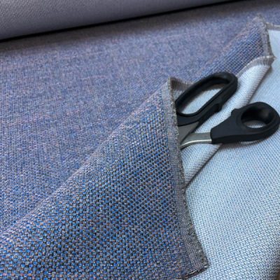 Tessuto arredamento casa effetto panama azzurro rame 1