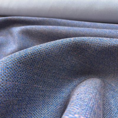 Tessuto arredamento casa effetto panama azzurro rame 3