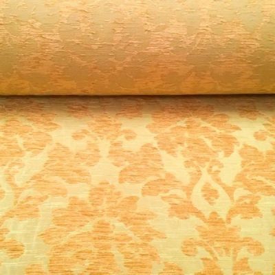 Misto viscosa fantasia damascato ad effetto cinigliato - oro Alt.140 cm