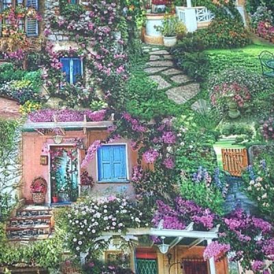 Tessuto in cotone per tovaglie e arredamento magic garden multicolor al metro 1