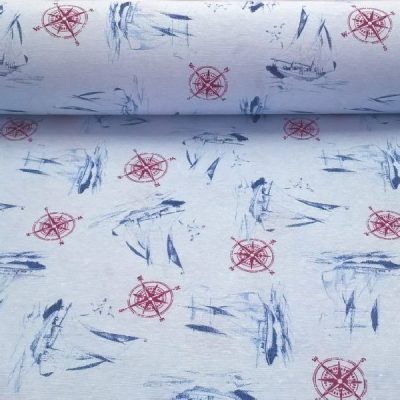 Tessuto in cotone per tovaglie e arredamento marinaro con barche al metro 4 rotolo