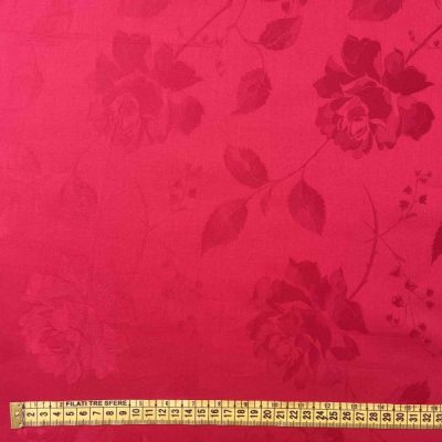 Tessuto d'arredo con rose brillanti tono su tono rosso puro 3
