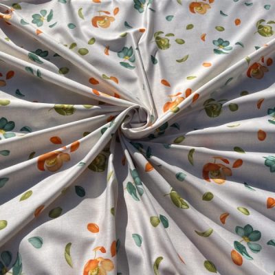 Tessuto d'arredo esplosione floreale verde e arancione 4