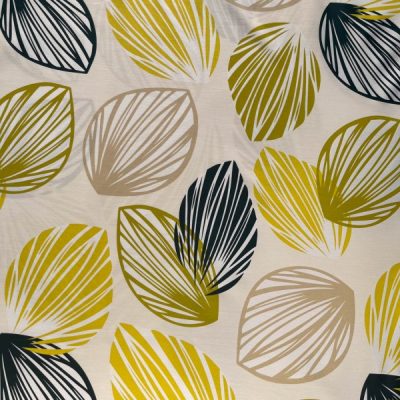 Tessuto d'arredo foglie dorate su sfondo panna 1