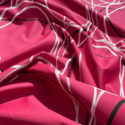 Tessuto d'arredo moderno a curve su sfondo magenta profondo 1