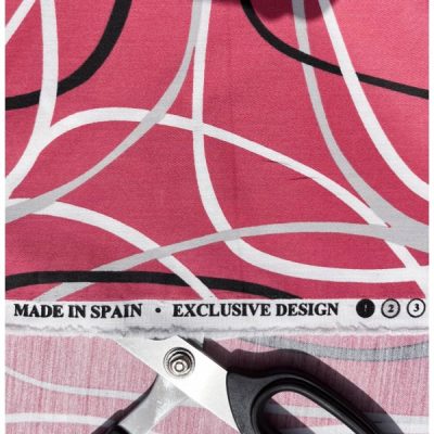 Tessuto d'arredo moderno a curve su sfondo magenta profondo 3