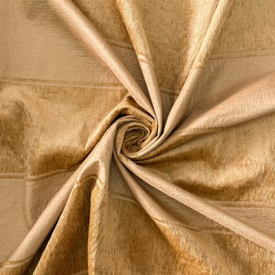Tessuto da arredamento con righe grandi colore cammello e oro perlato 4