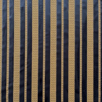 Tessuto da arredamento con strisce blu notte e giallo ocra 6