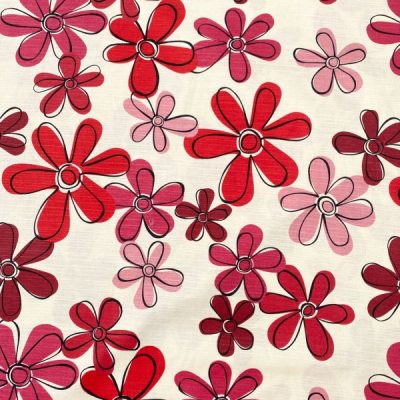 Tessuto da arredo fiori rossi e rosa fuori dalle righe 1