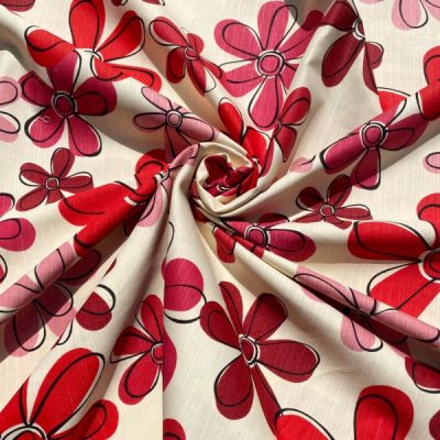 Tessuto da arredo fiori rossi e rosa fuori dalle righe 4