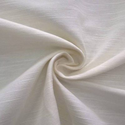 Tessuto per arredamento con trama rigata colore panna al metro 4 arricciato