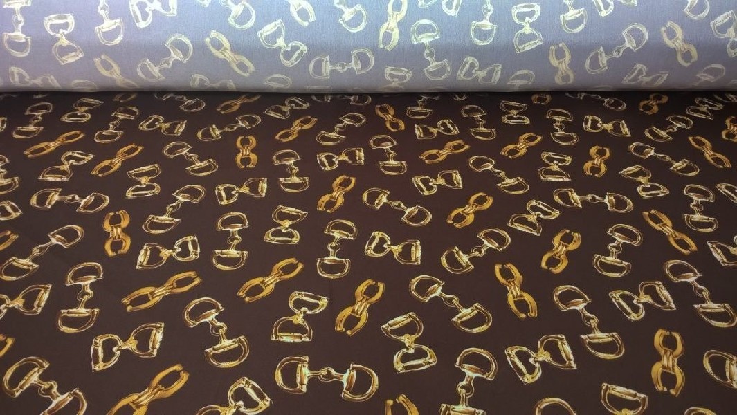 Tessuto da abbigliamento con fantasia a fibbie oro e argento al metro rotolo 4